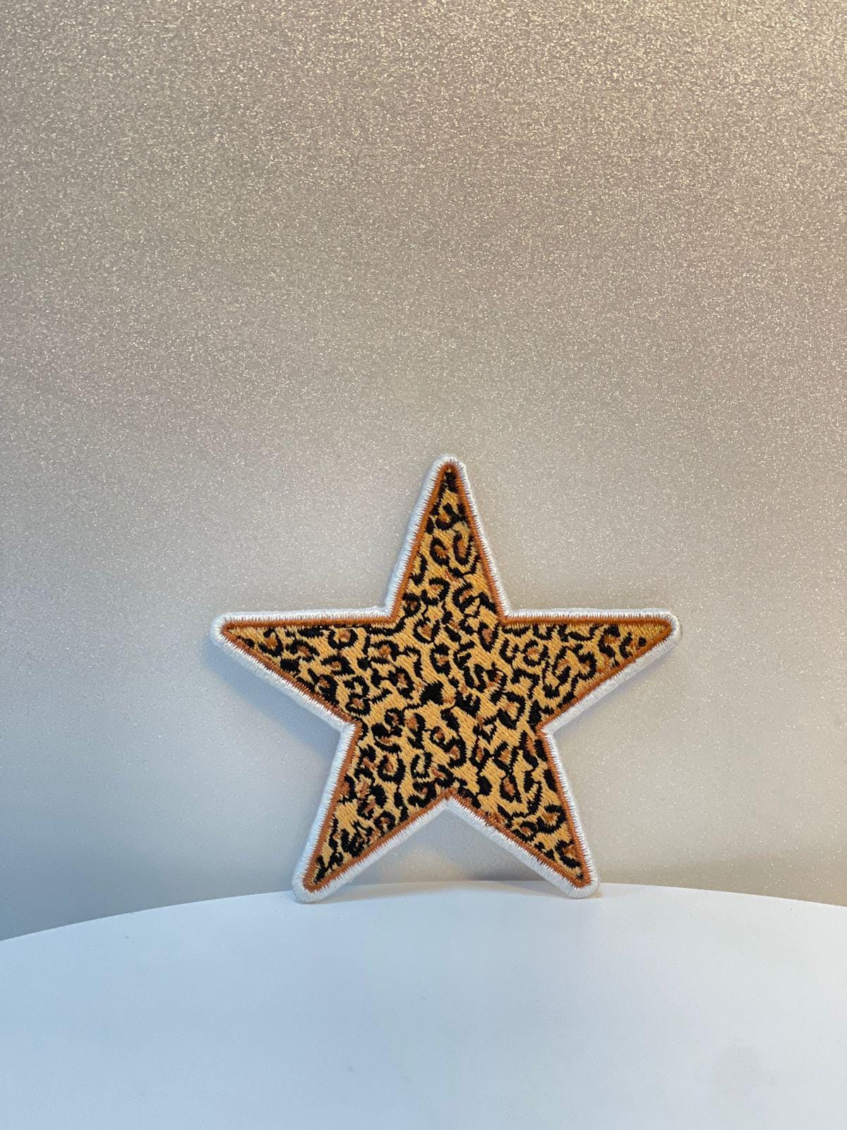 Leopard Star Iron On Patch: Embroidered Cheetah Print, Western Style (15 Pcs min)