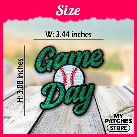 Game Day Baseball - Trucker Hat Patch - Embroidery Patch - Iron On Patch - Baseball Patch - Sport Patch - DIY Patch (15 pcs min)