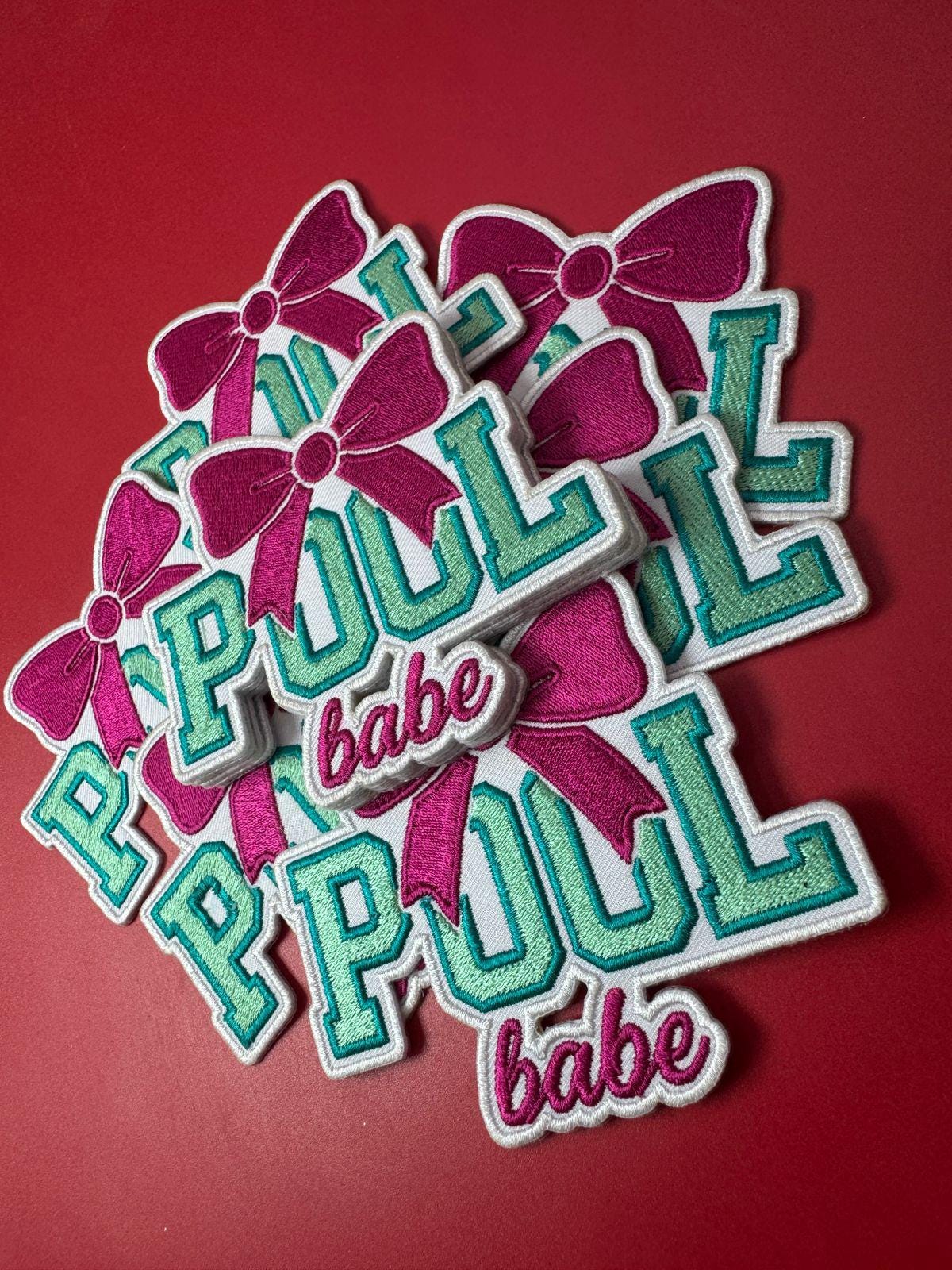 Pool Babe Embroidery Patch - Summer Iron-On Applique (15 pcs min)