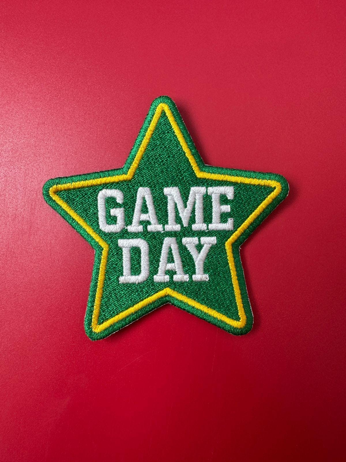 Game Day Star Embroidery Patch: Green Iron On Applique (15 pcs min)