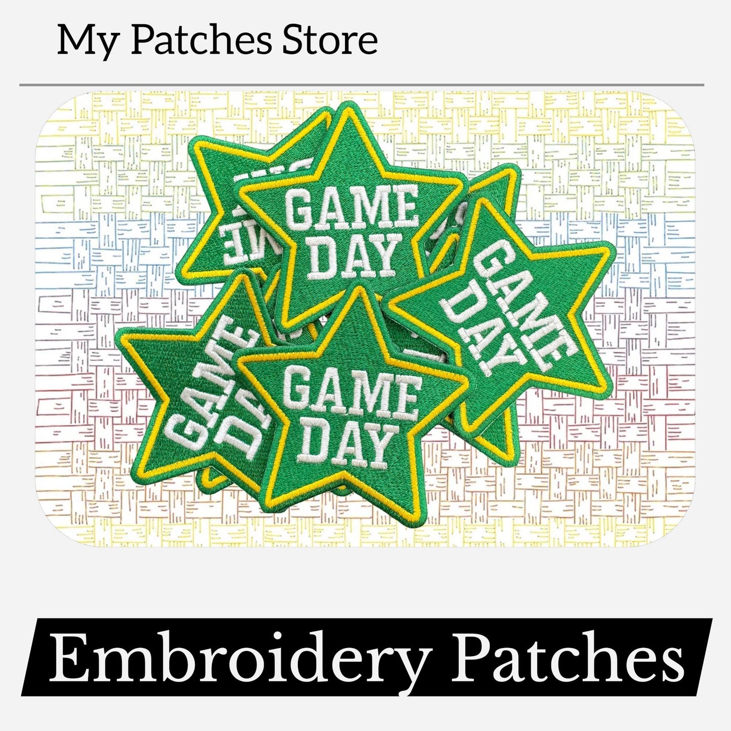 Game Day Star Embroidery Patch: Green Iron On Applique (15 pcs min)