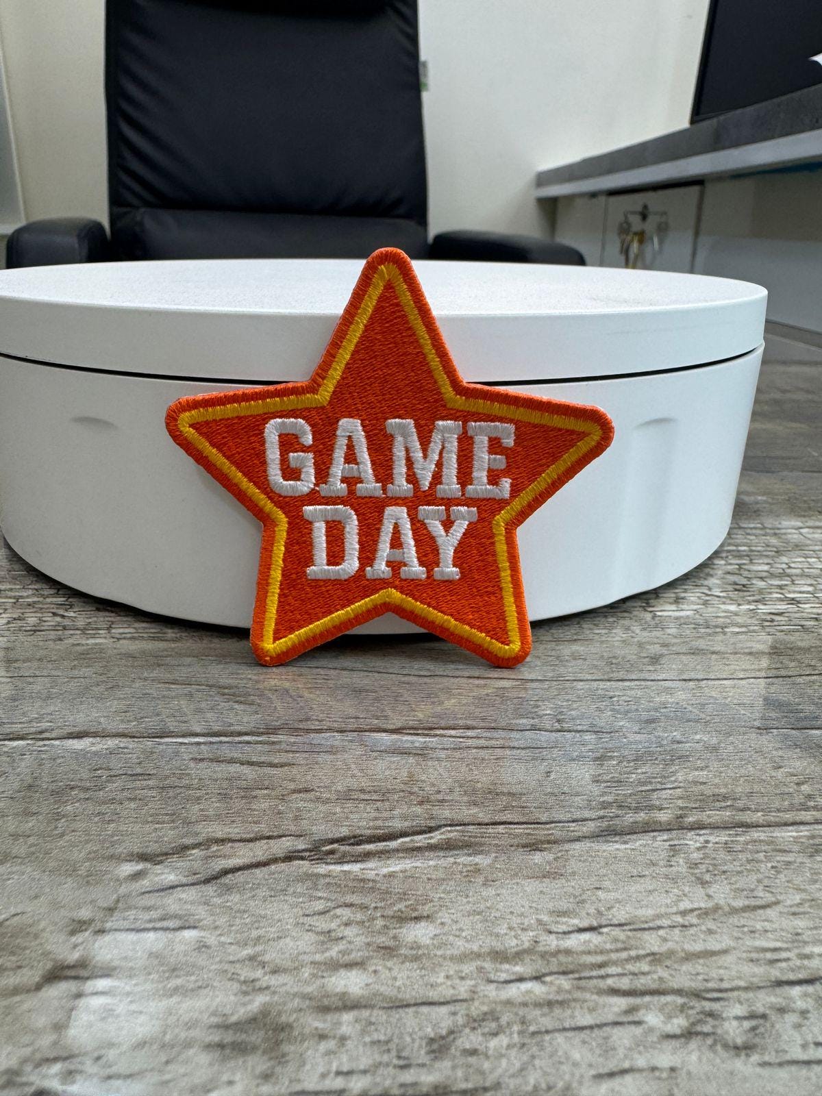 Orange Game Day Star Patch: Embroidered Iron-On Sports Patch (15 pcs min)