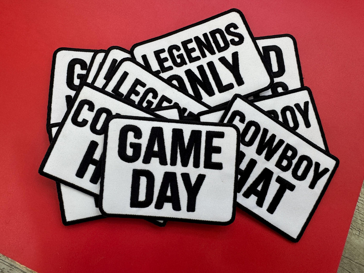 Game Day Embroidery Patch: Iron On Square Border Sports Applique (15 pcs min)