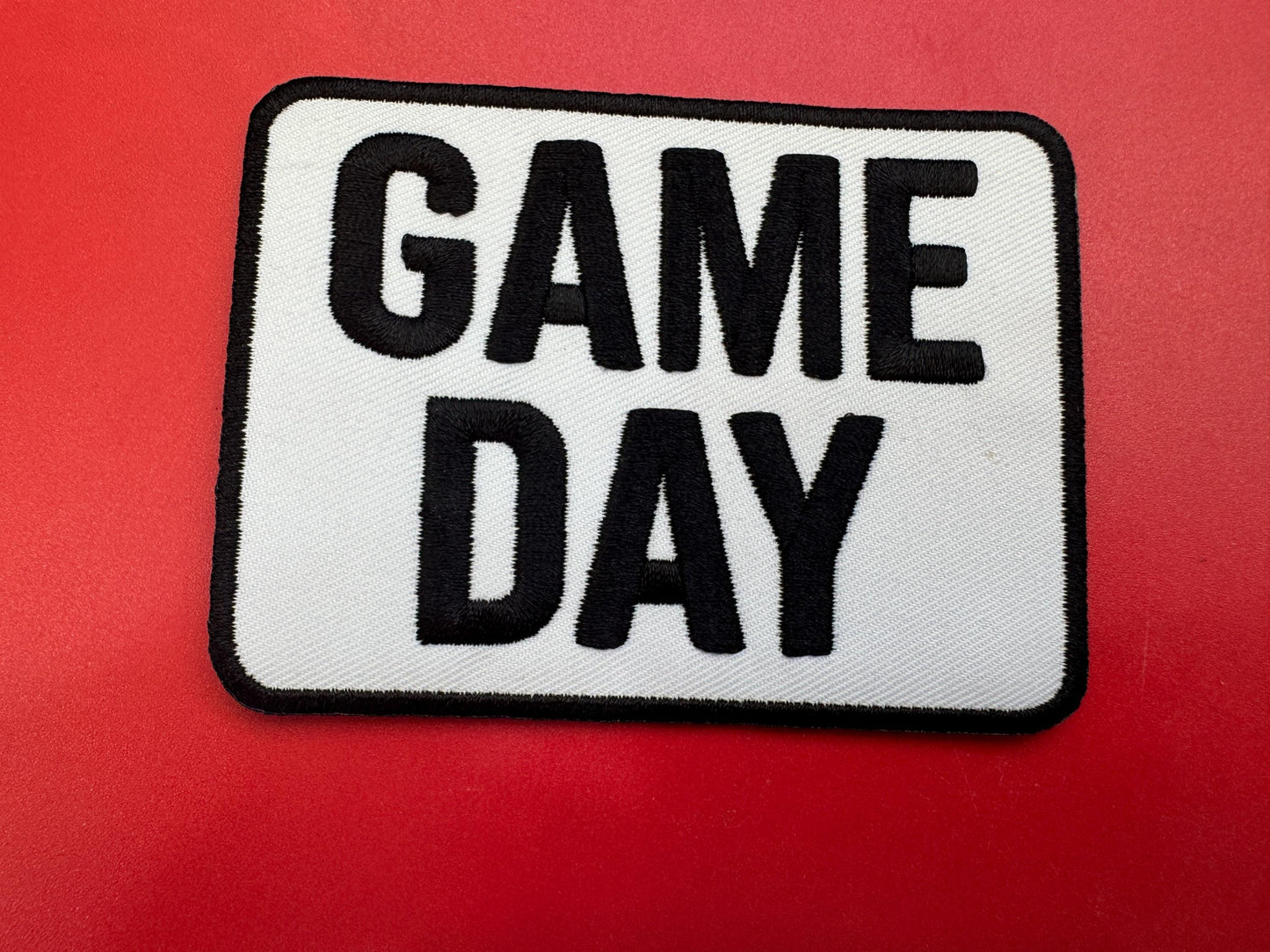 Game Day Embroidery Patch: Iron On Square Border Sports Applique (15 pcs min)