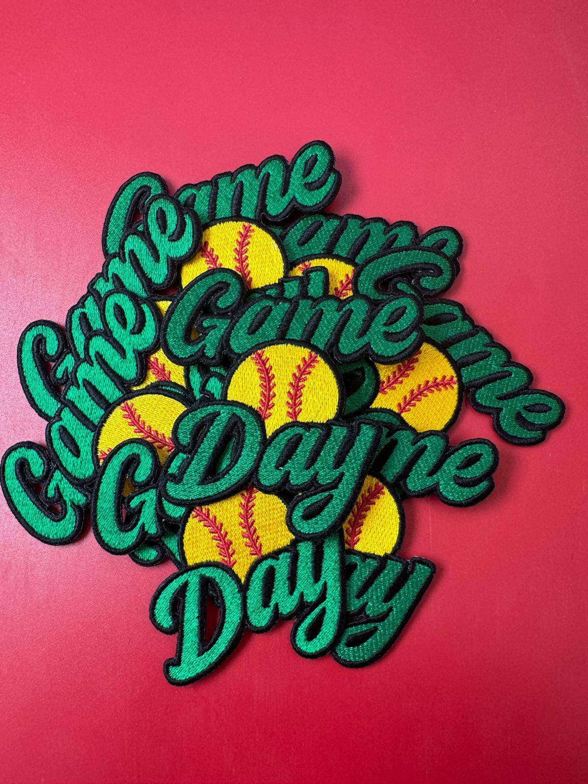 Game Day Softball Embroidery Patch - Trucker Hat Iron On (15 pcs min)