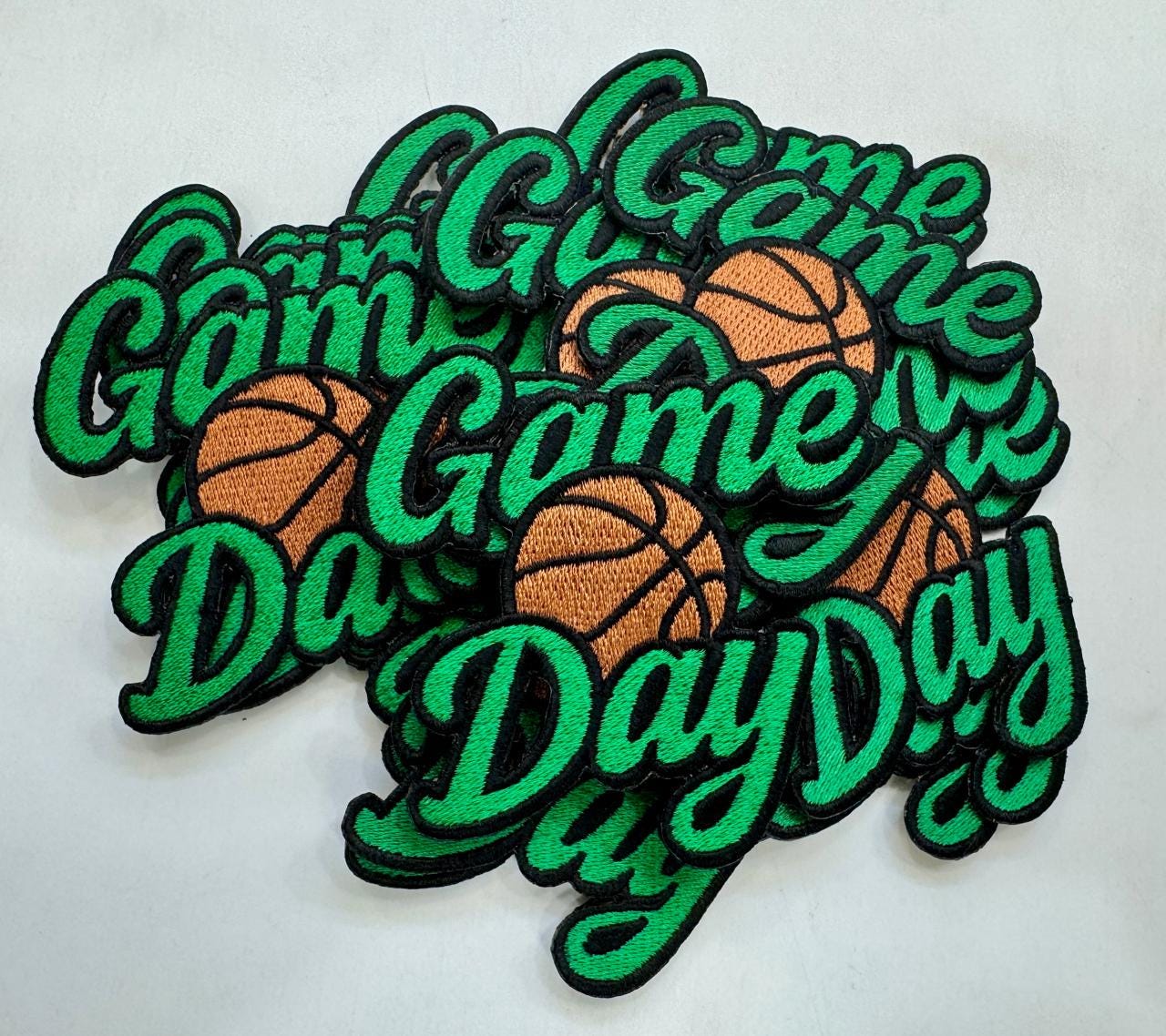 Game Day Basketball Embroidery Patch - Iron-On Sports Applique (15 pcs min)