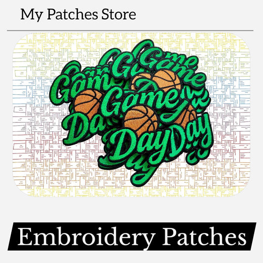 Game Day Basketball Embroidery Patch - Iron-On Sports Applique (15 pcs min)