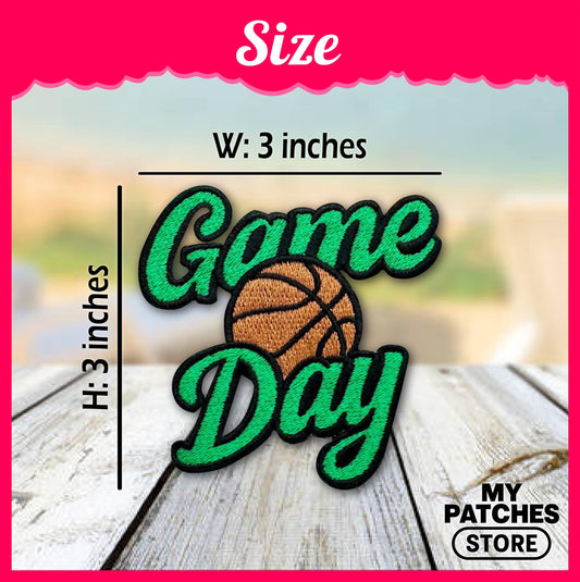 Game Day Basketball Embroidery Patch - Iron-On Sports Applique (15 pcs min)