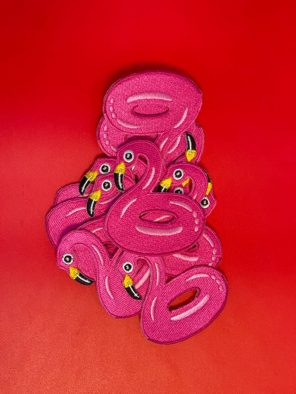 Pool Float Flamingo Iron-On Patches - Summer Embroidery (15 pcs min)