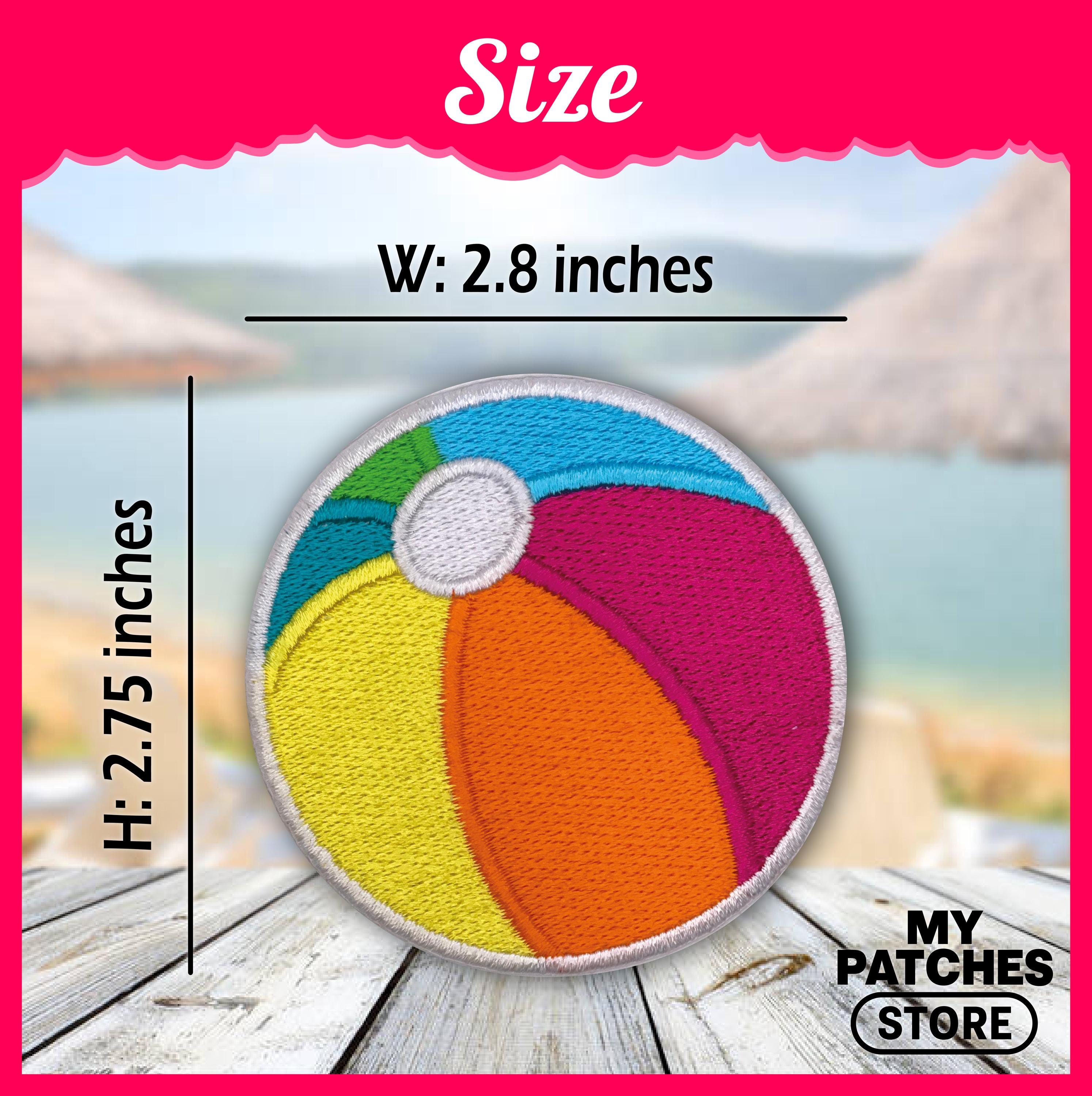 Beach Ball Embroidered Patch: Summer Iron-On Applique (15 pcs min)