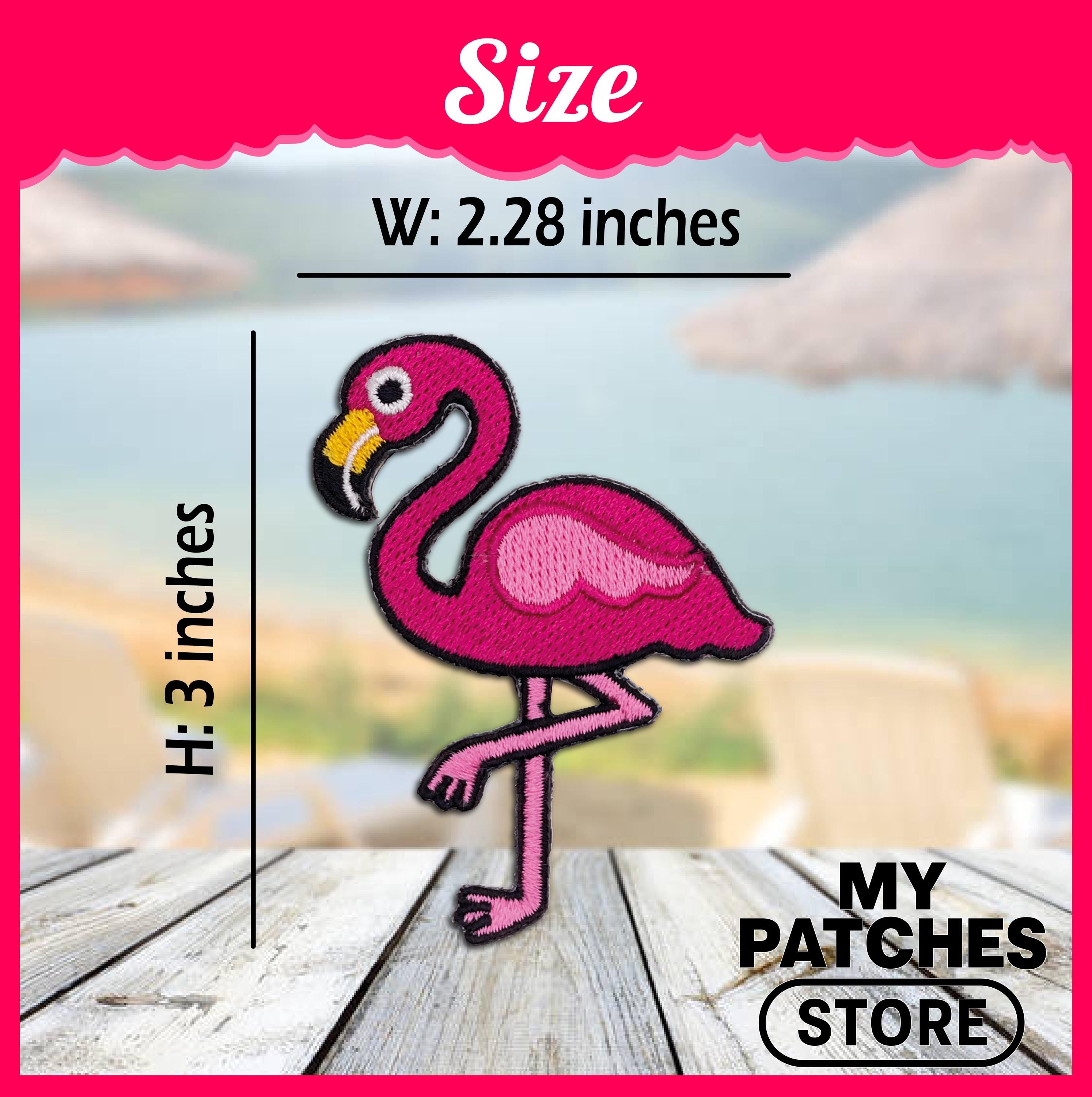 Flamingo Embroidered Patch: Summer Beach DIY Iron On (15 pic min)