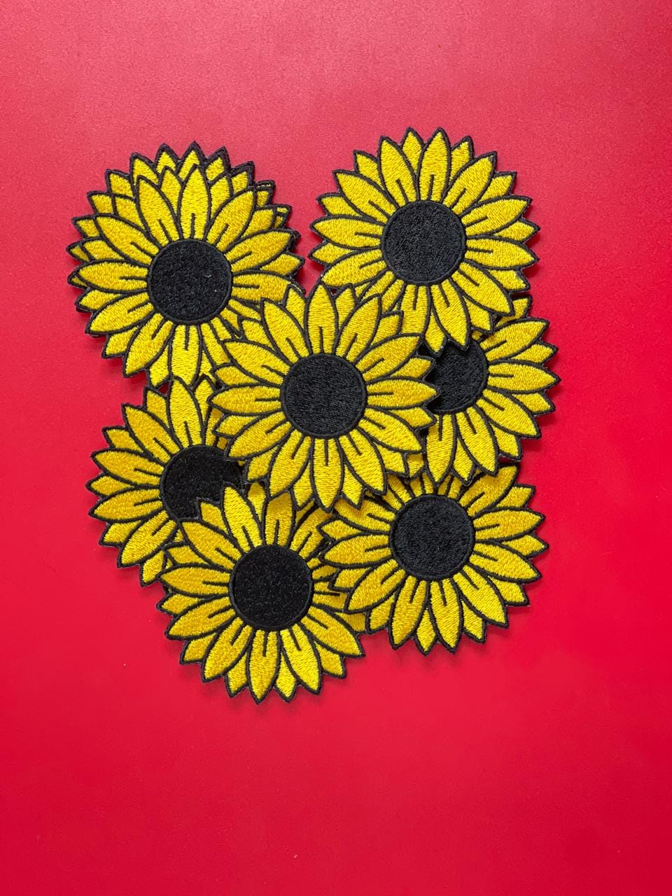 Sunflower Embroidery Patch: Western Style Iron-On Applique (15 pic min)