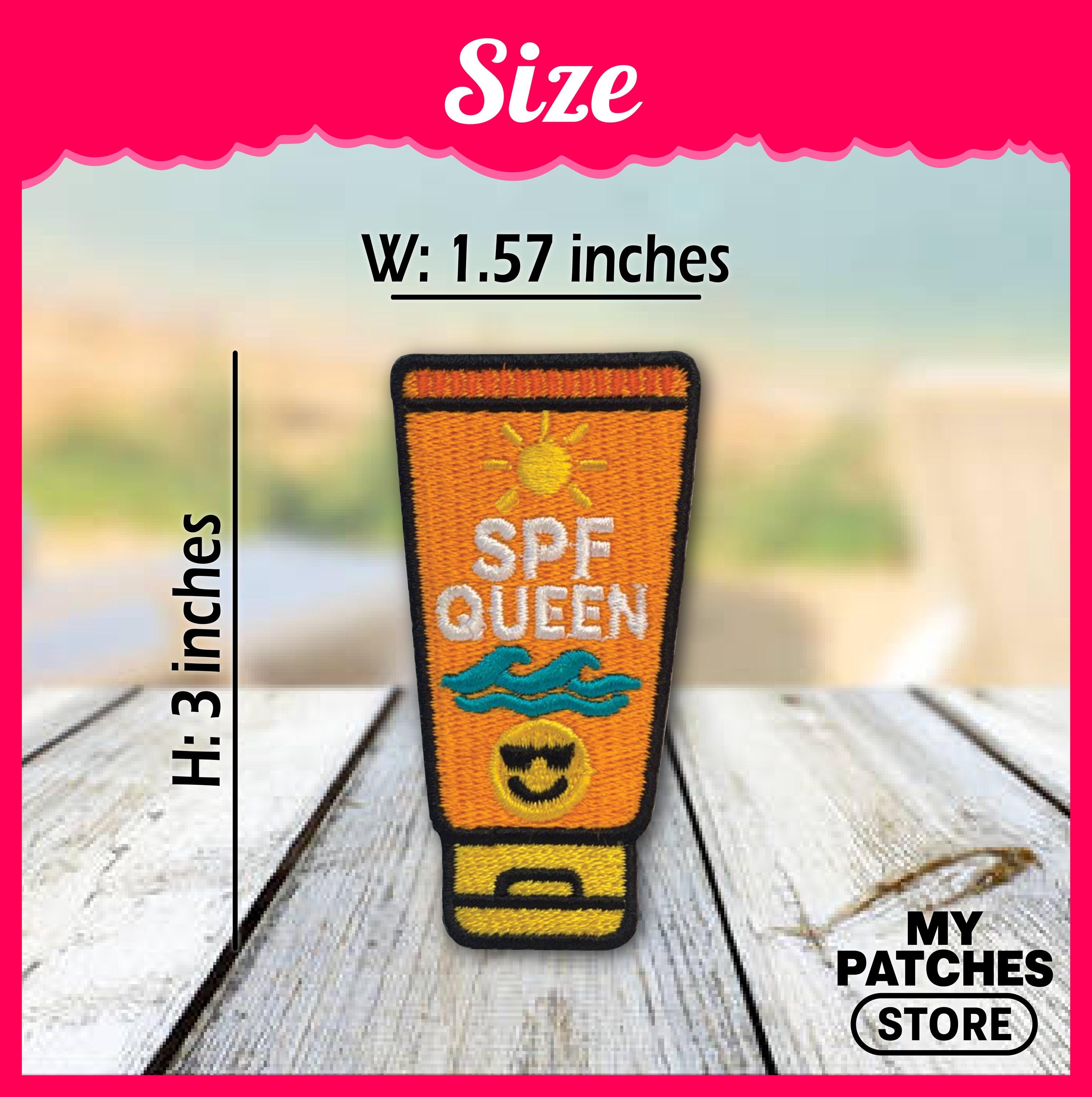 SPF Queen Patch – Summer Trucker Hat Patch – Sunscreen Beach Patch – Cute Embroidery Patch – Iron-On DIY Patch (15 pcs min)