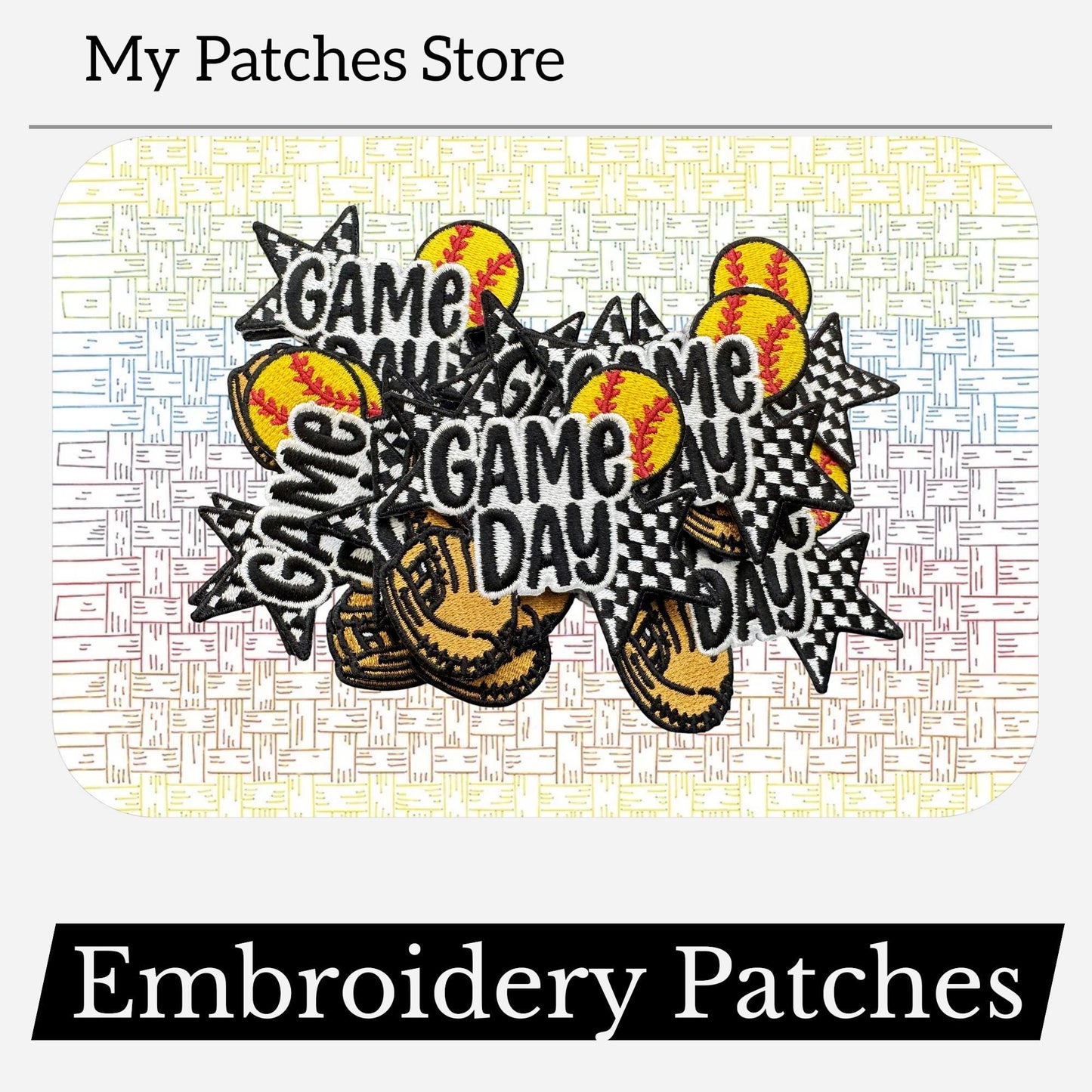 Game Day Softball Patch – Baseball Trucker Hat Patch – Cute Girly Embroidery Patch – Sports Iron-On DIY Patch (15 pcs min)