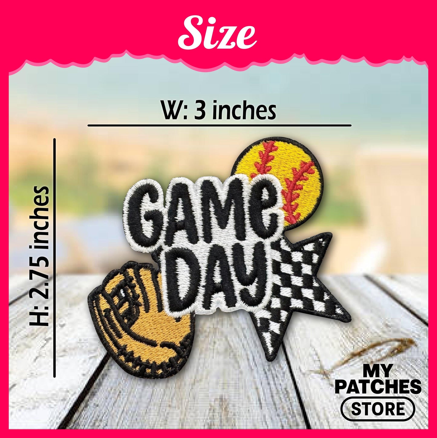 Game Day Softball Patch – Baseball Trucker Hat Patch – Cute Girly Embroidery Patch – Sports Iron-On DIY Patch (15 pcs min)