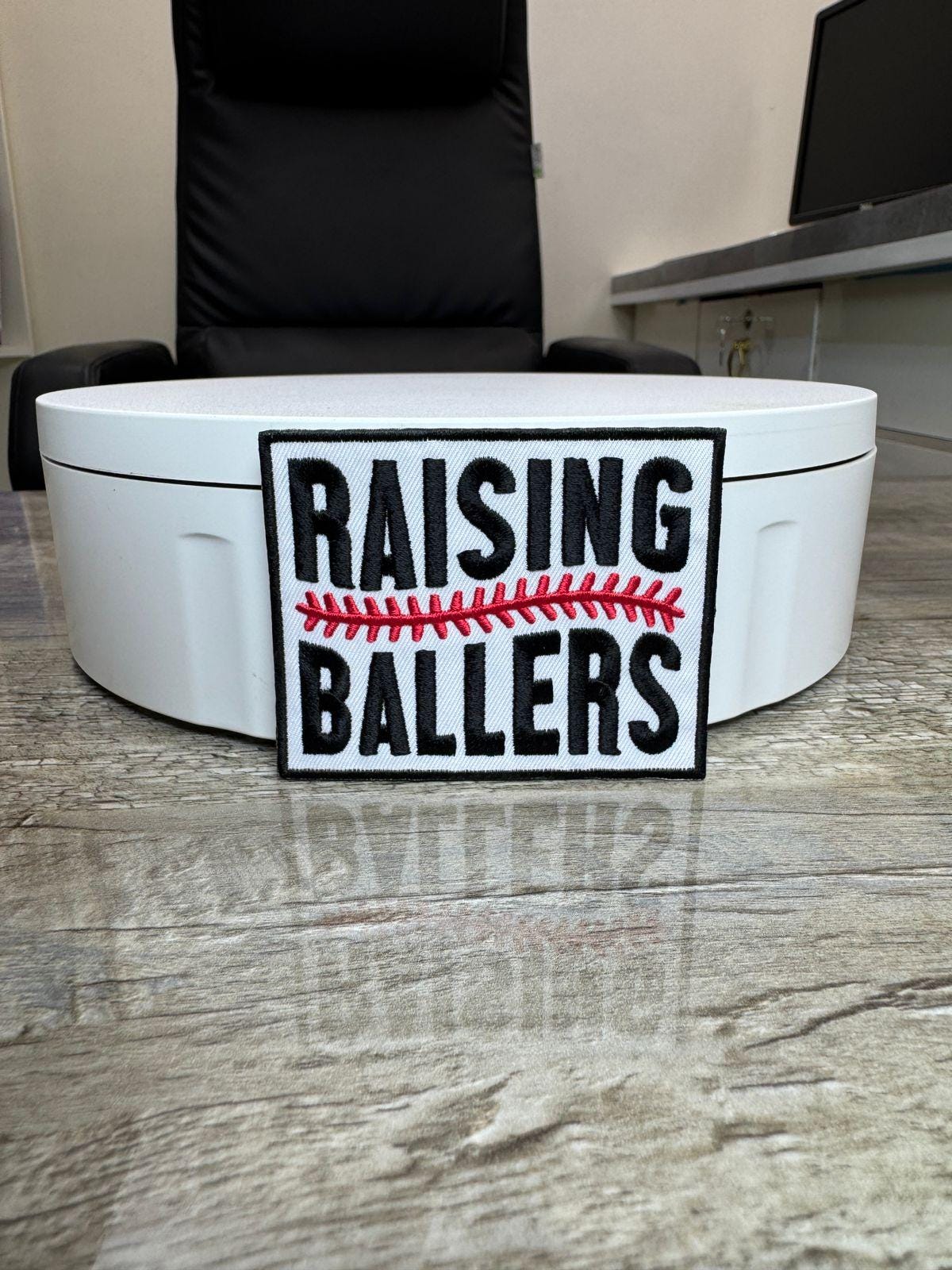 Raising Ballers Patch – Baseball Mom Trucker Hat Patch – Game Day Sports Patch – Cute Embroidery Patch – Iron-On DIY Patch