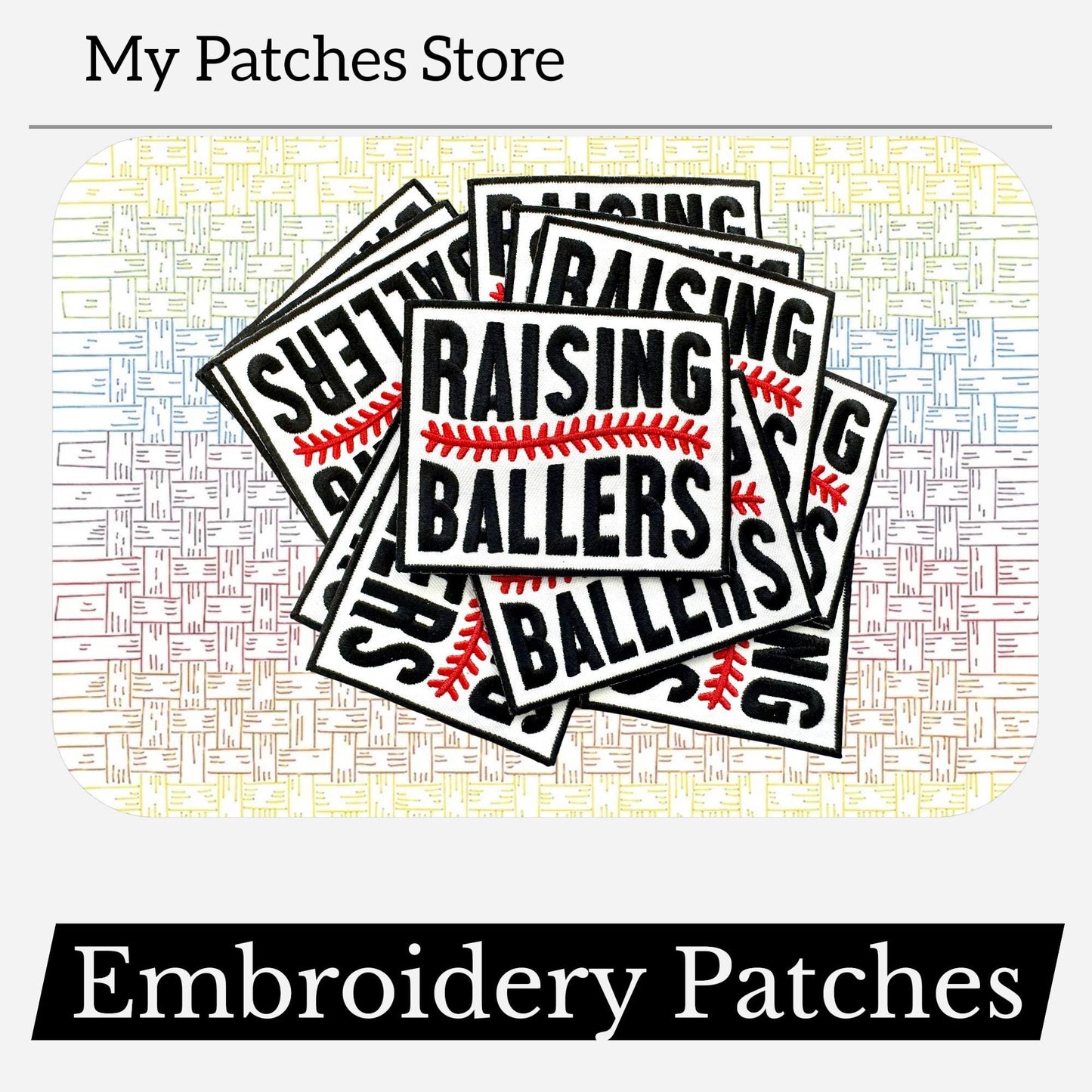 Raising Ballers Patch – Baseball Mom Trucker Hat Patch – Game Day Sports Patch – Cute Embroidery Patch – Iron-On DIY Patch