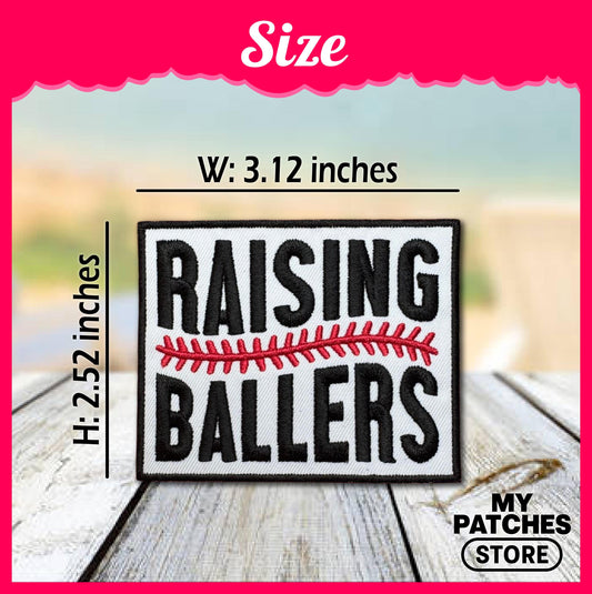 Raising Ballers Patch – Baseball Mom Trucker Hat Patch – Game Day Sports Patch – Cute Embroidery Patch – Iron-On DIY Patch