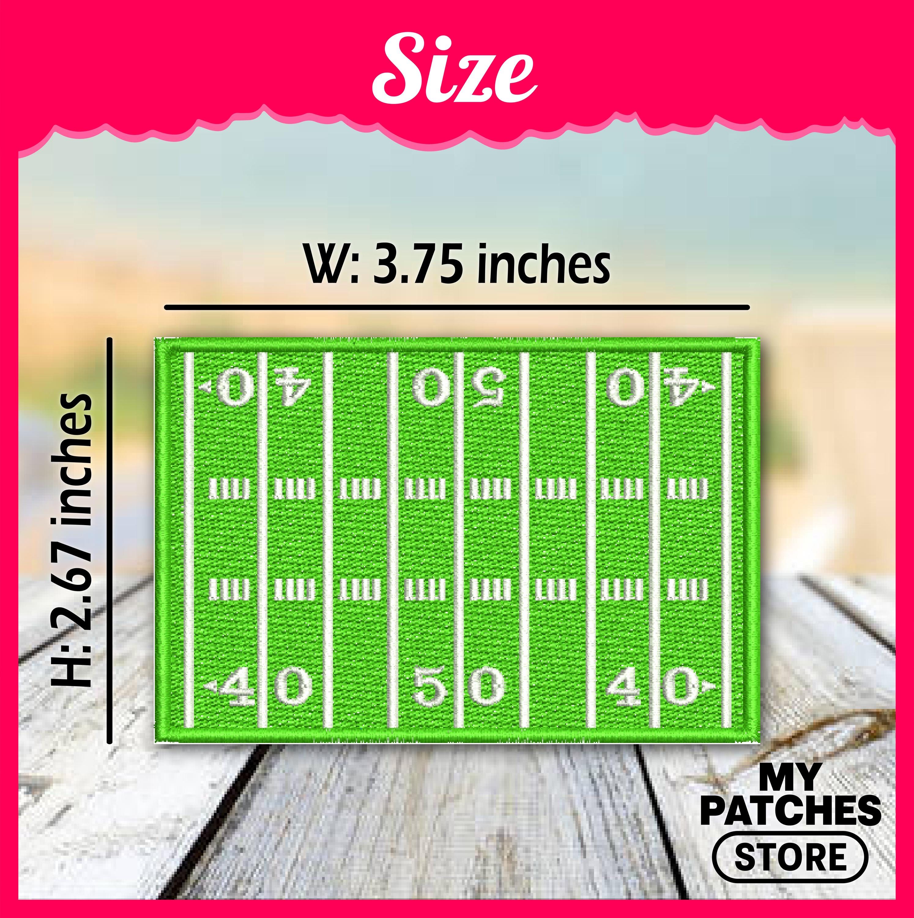 Football Field Embroidery Patch: Game Day Iron-On Applique (15 pcs min)