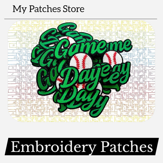 Game Day Baseball - Trucker Hat Patch - Embroidery Patch - Iron On Patch - Baseball Patch - Sport Patch - DIY Patch (15 pcs min)