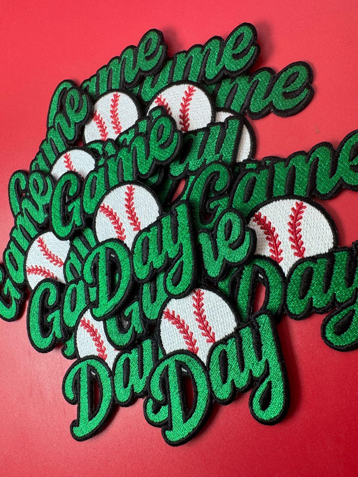 Game Day Baseball - Trucker Hat Patch - Embroidery Patch - Iron On Patch - Baseball Patch - Sport Patch - DIY Patch (15 pcs min)