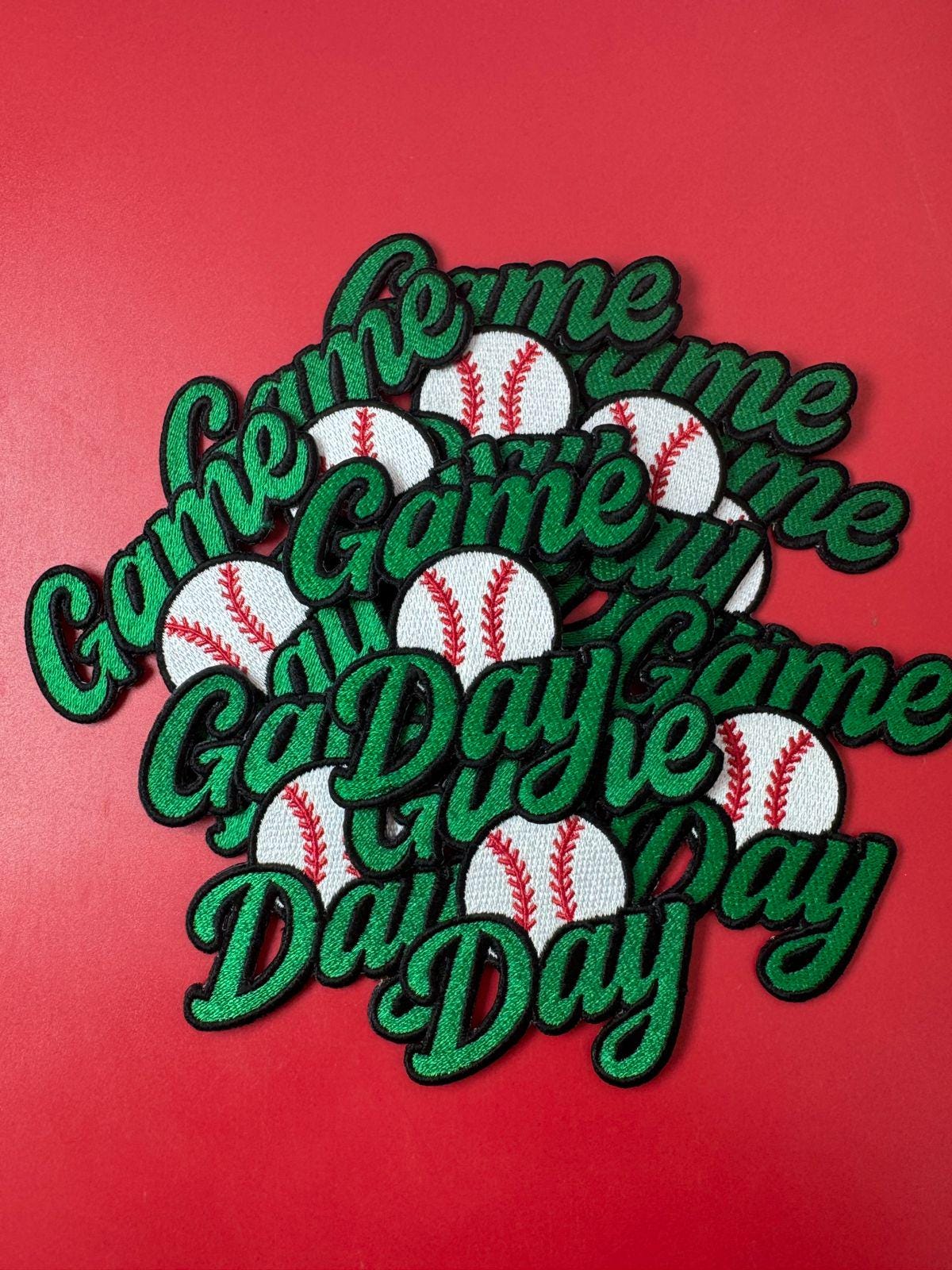 Game Day Baseball - Trucker Hat Patch - Embroidery Patch - Iron On Patch - Baseball Patch - Sport Patch - DIY Patch (15 pcs min)