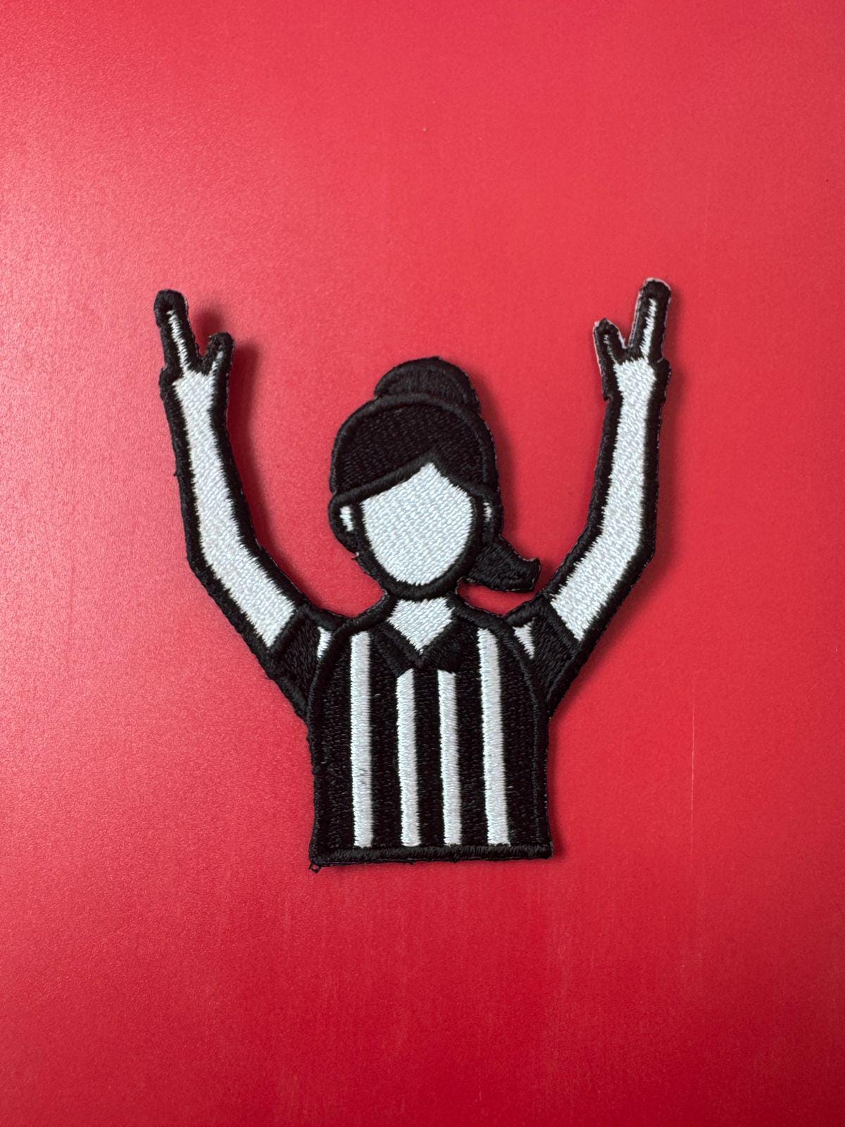 Referee Girl Embroidered Patch: Iron On, Trucker Hat Patch (15 pcs min)