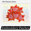 Game Day Star Patch: Red Checkered Embroidery, Iron-On Sports Patch (15 pcs min)