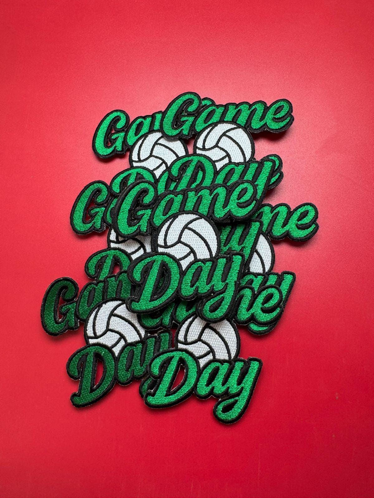 Game Day Volleyball Embroidery Patch: Iron-On Sports Applique (15 pcs min)