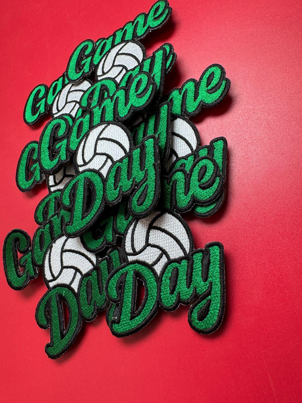 Game Day Volleyball Embroidery Patch: Iron-On Sports Applique (15 pcs min)