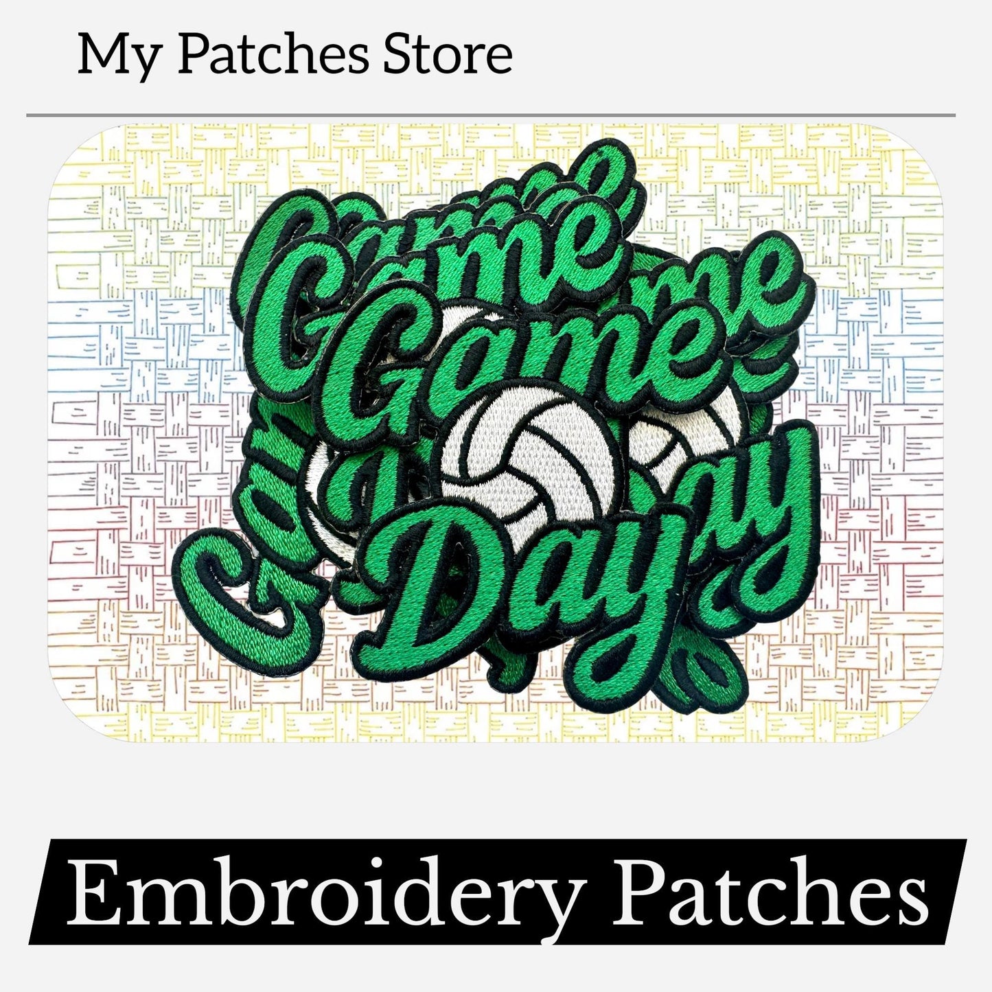 Game Day Volleyball Embroidery Patch: Iron-On Sports Applique (15 pcs min)