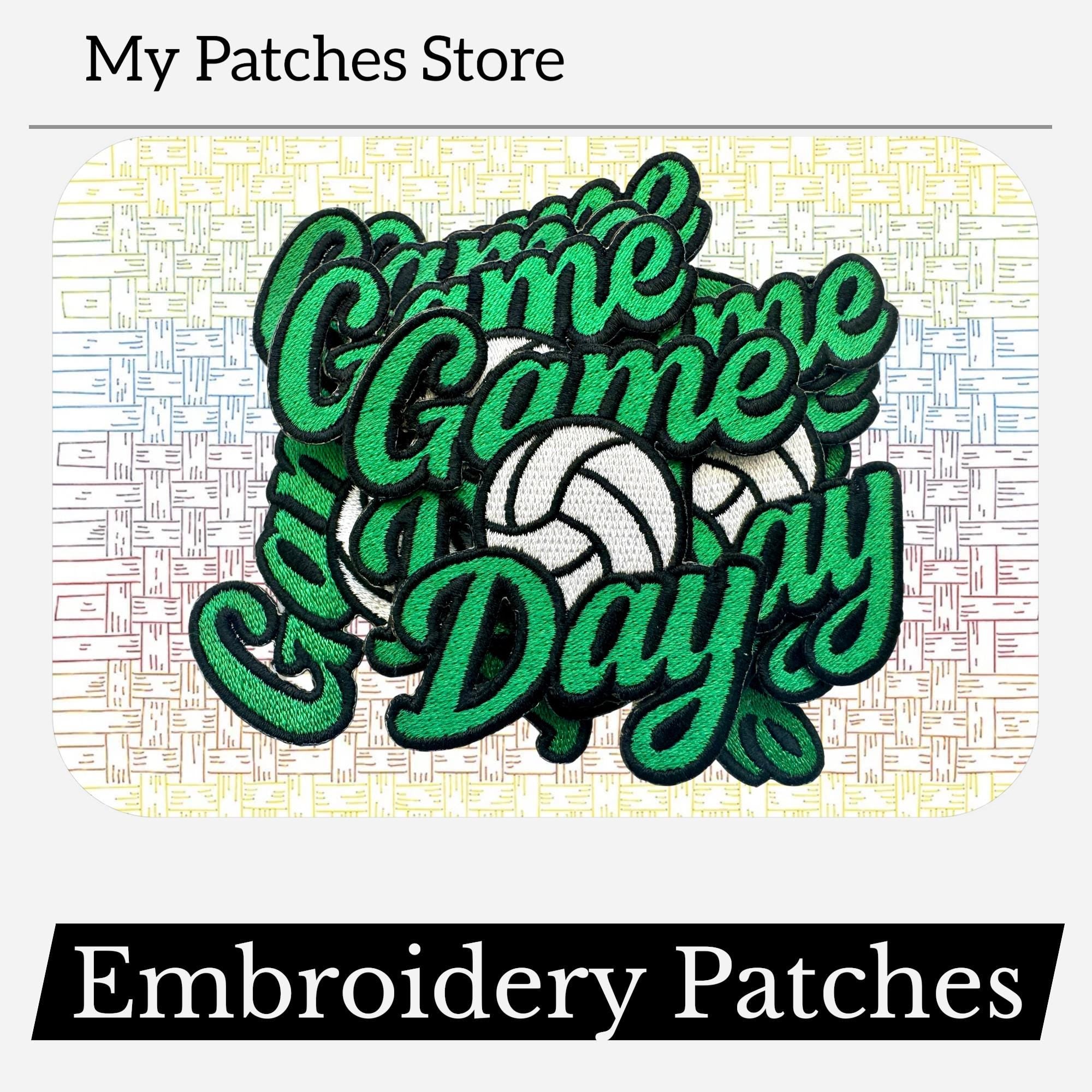 Game Day Volleyball Embroidery Patch: Iron-On Sports Applique (15 pcs min)