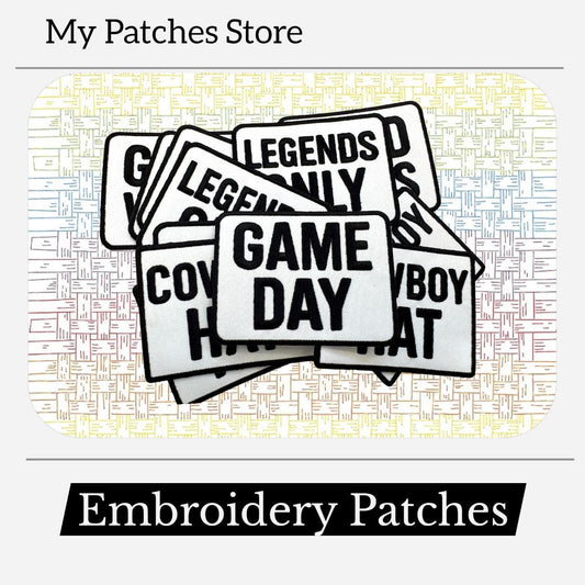 Game Day Embroidery Patch: Iron On Square Border Sports Applique (15 pcs min)