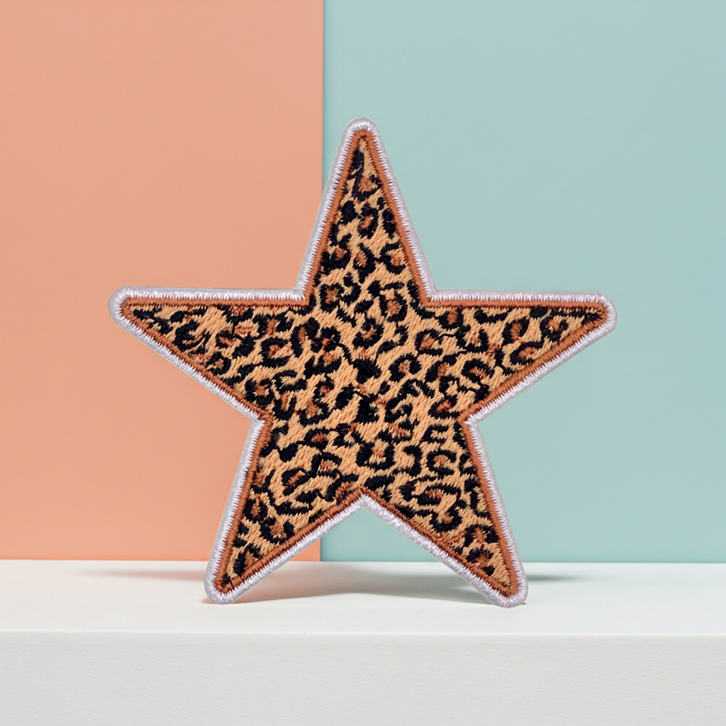 Leopard Star Embroidery Patch – Animal Print Star Iron-On Patch for Ja ...