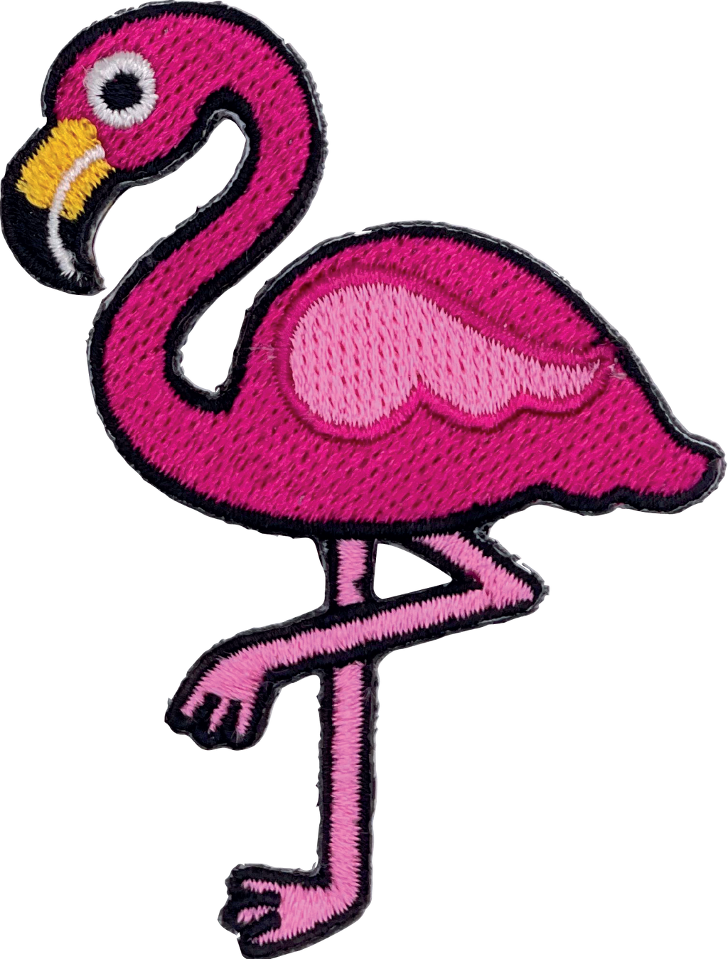Pink flamingo patch on a white background