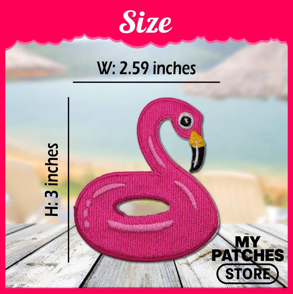 Pool Float Flamingo Iron-On Patches - Summer Embroidery (15 pcs min)