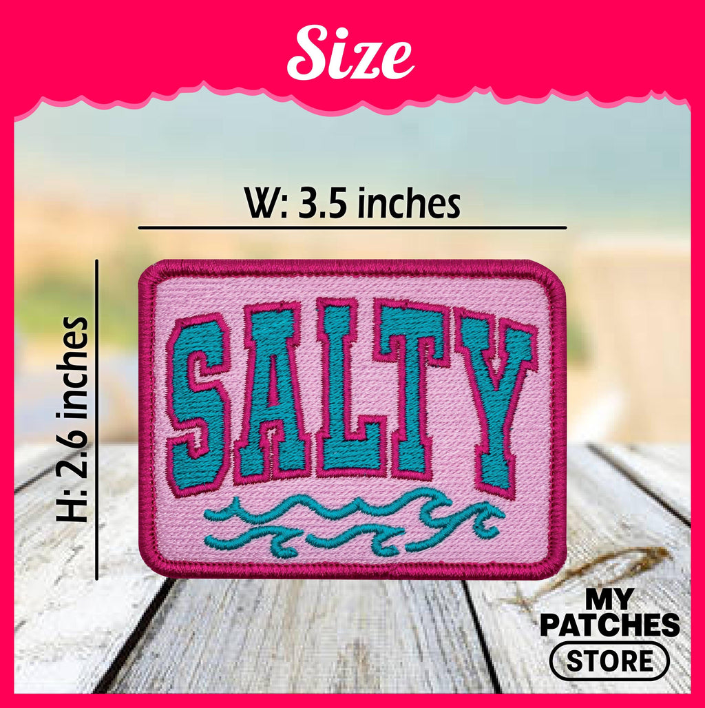 Salty Patch - Iron On Embroidered Summer Trucker Hat Patches (15 pcs min)