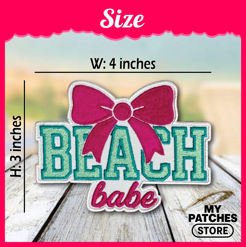 Beach Babe Embroidery Patch - Iron-On Summer Hat Patch (15 pic min)