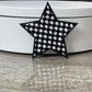 Checkered Star Embroidery Patch: Iron-On Game Day Applique (15 pcs min)
