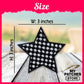 Checkered Star Embroidery Patch: Iron-On Game Day Applique (15 pcs min)