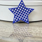Blue Checkered Star Patch: Iron-On Embroidery DIY (15 pcs min)