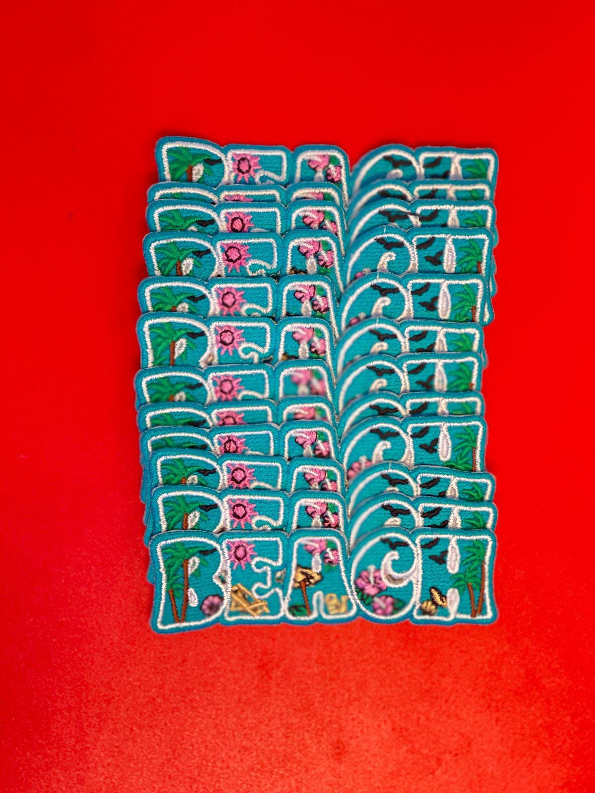 Beach Vibes Embroidery Patch - Summer Trucker Hat Iron-On (15 pcs min)
