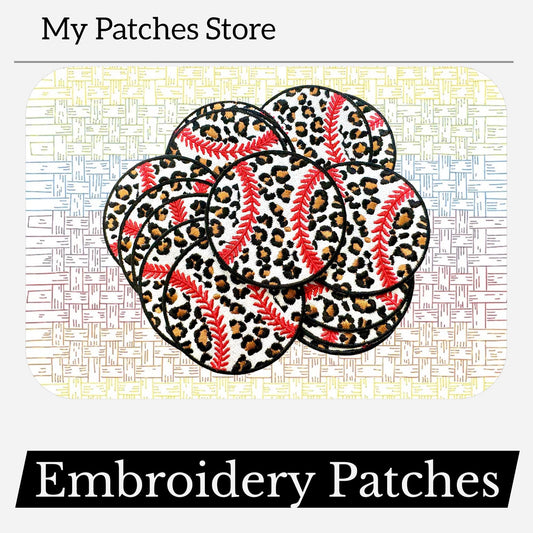 Leopard Print Baseball Patch: Iron-On Trucker Hat Embroidery Patch (15 pcs min)