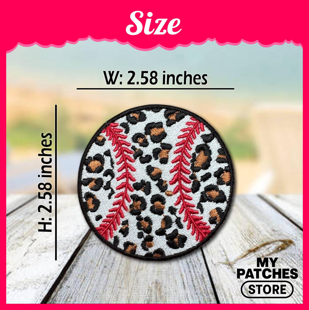 Leopard Print Baseball Patch: Iron-On Trucker Hat Embroidery Patch (15 pcs min)