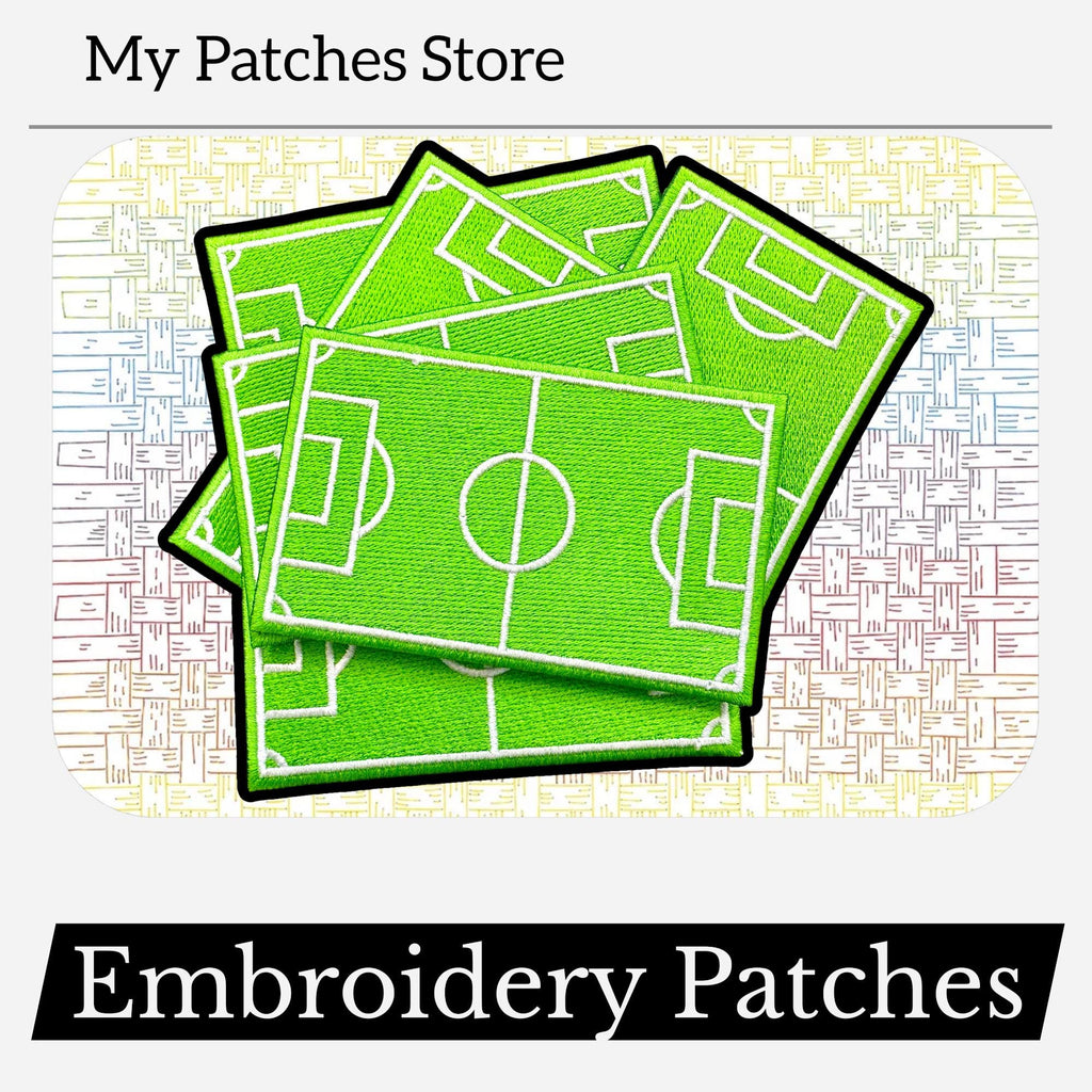 Soccer Field Embroidery Patch: Iron On, Trucker Hat Game Day Patch (15 pcs min)