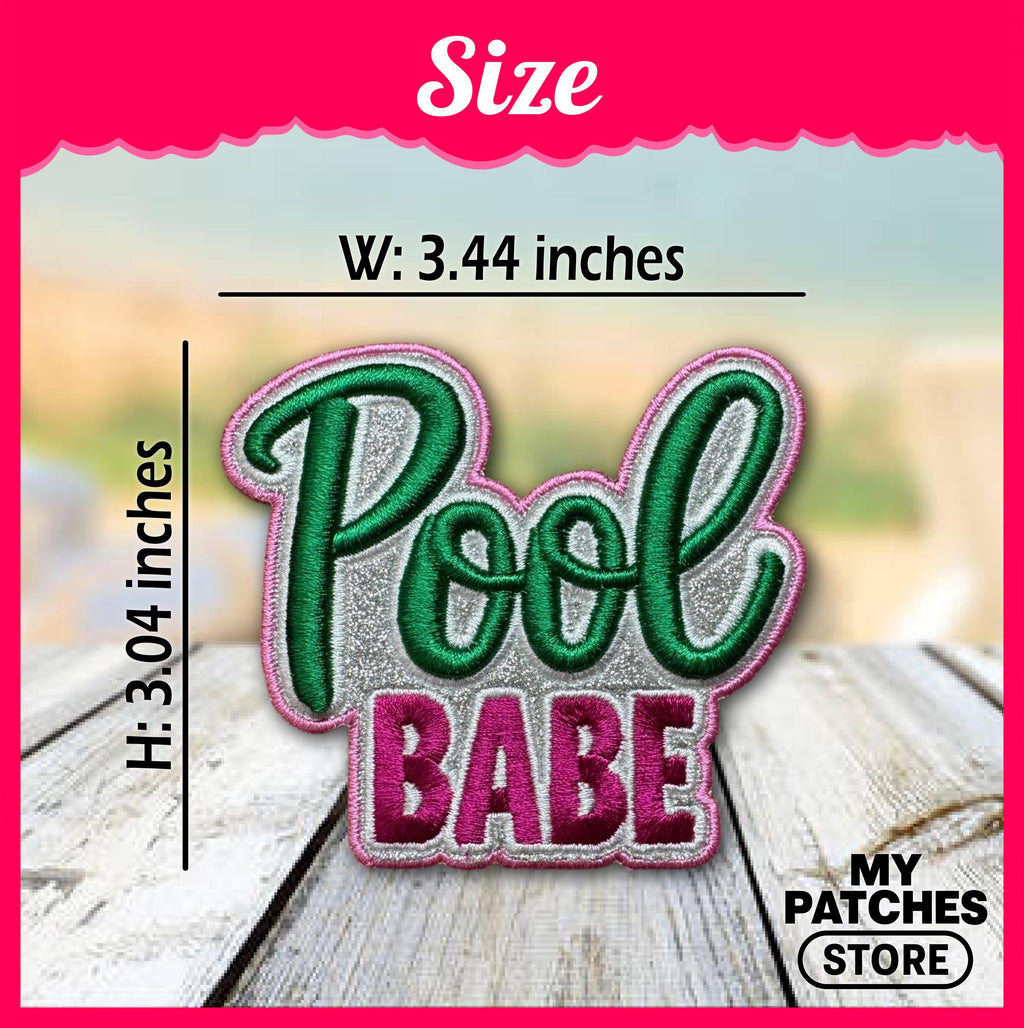 Pool Babe - 3D Puff Patch - Trucker Hat Patch - Summer Patch - Beach Patch - Embroidery Patch - Iron On Patch - Trendy Patch (15 pcs min)