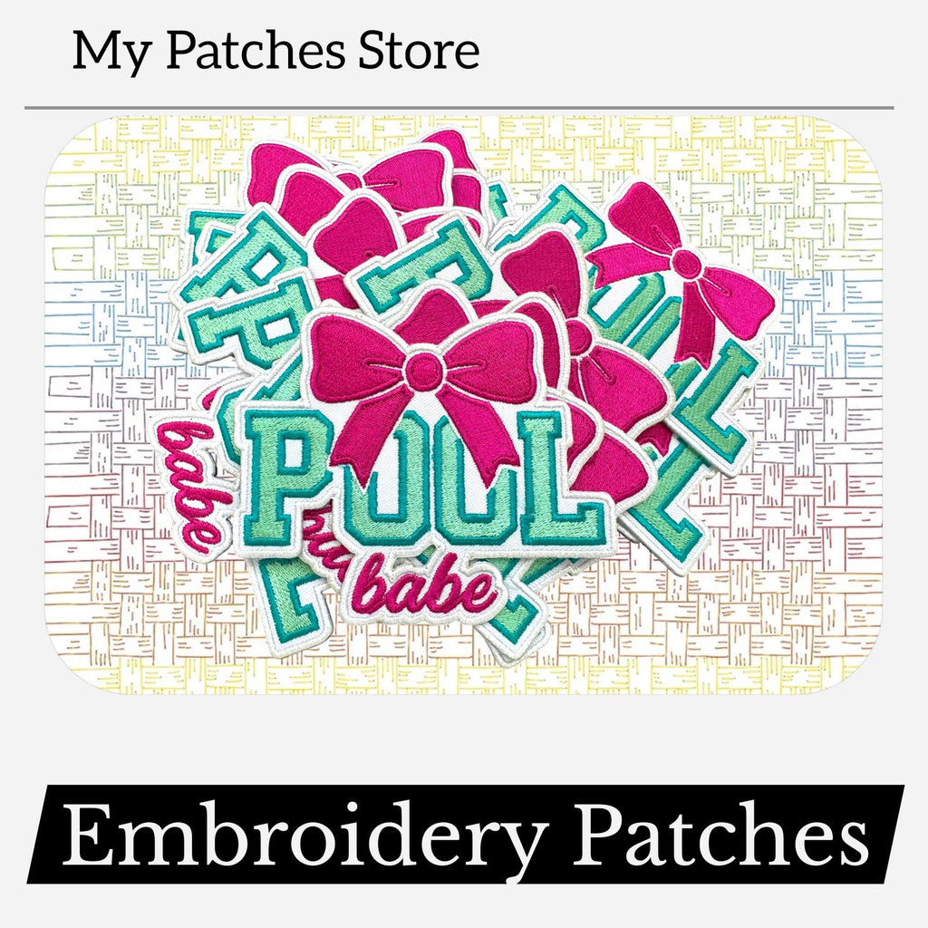 Pool Babe Embroidery Patch - Summer Iron-On Applique (15 pcs min)