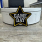 Game Day Star Patch: Black & Gold Embroidery, Iron-On Applique (15 pcs min)
