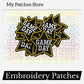 Game Day Star Patch: Black & Gold Embroidery, Iron-On Applique (15 pcs min)