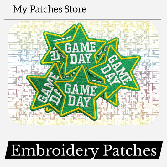 Game Day Star Embroidery Patch: Green Iron On Applique (15 pcs min)